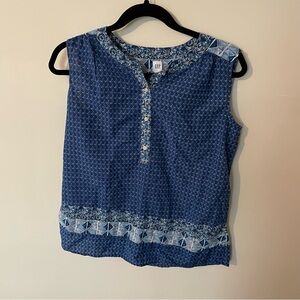 GAP Patterned Blue Sleeveless Blouse